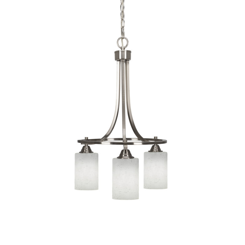 Lustre 3 lumières avec verre mousseline blanc 4 po Brisilda Paramount, Nickel brossé