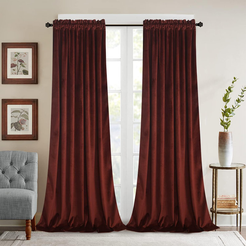 52"W Burnt Ochre 2 Panels Luxury Decor Blackout Curtains Drapes, 132.08cm Width x 213cm Drop