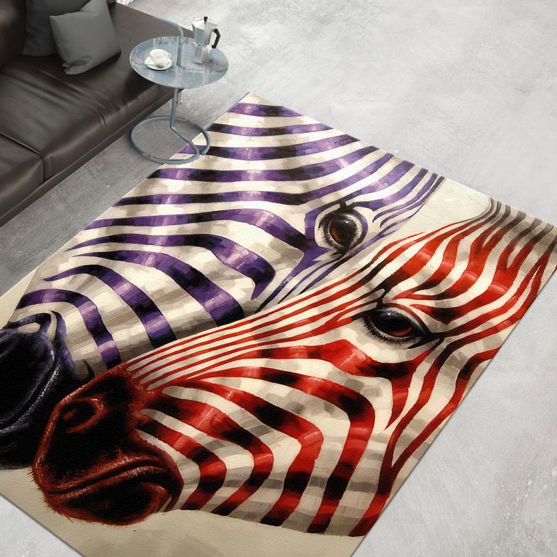 Abstract Geometric Design Non Woven Thin Type Printed Rug for Contemporary Home Interior Decor, Rectangle 3'11" x 5'11"