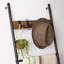 Leaning Display Ladder Shelf, Towel Rack, 5 Tiers, Steel Frame, 4 Hooks, Industrial Style
