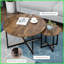 Ensemble 2 pièces de tables basses rondes industrielles multifonctionnelles pour le salon - Structure en métal peu encombrante avec plateau brun rustique