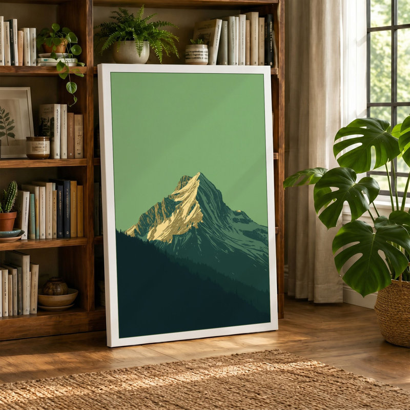 Mountain at Sunrise Minimalist - Wrapped Canvas, 24x16 - 61.0 x 40.6 cm, Terracotta Border