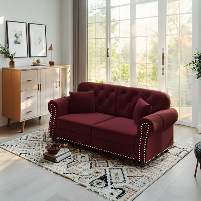 63" Velvet Chesterfield Sofa