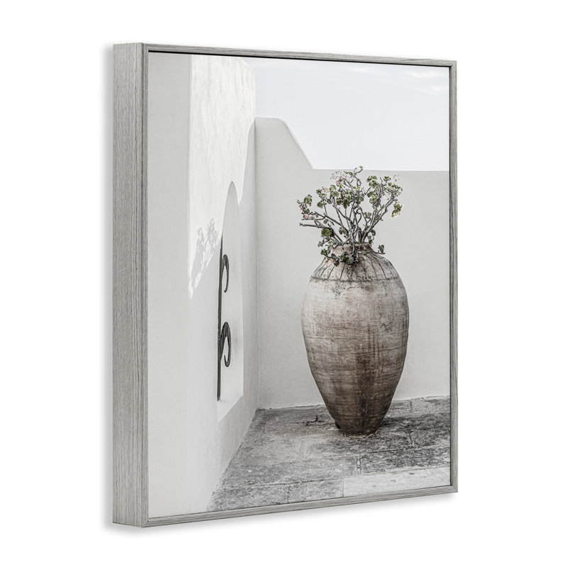 Flower Vase with Architecture White Framed Giclee Art by Incado, 14" H x 11" W, Coastal White Framed Giclee
