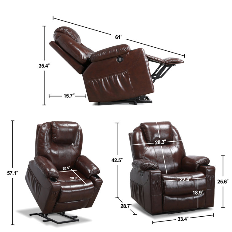 Latitude Run® Genuine Leather Upholstered Chair with Heated Massage Power  Lift Assist Recliner Chair & Reviews - Wayfair Canada