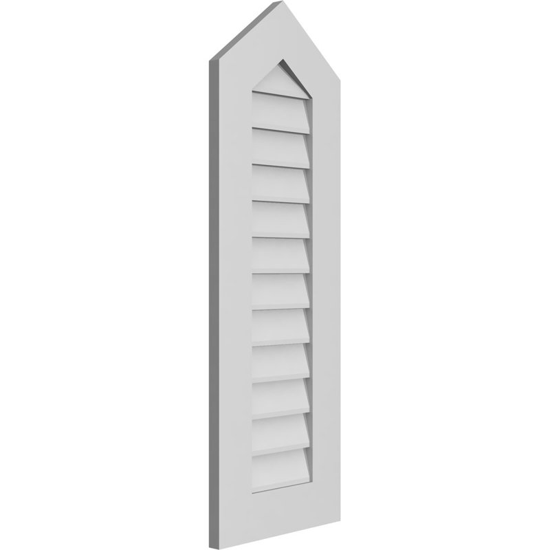 Peaked Top Surface Mount Signature Urethane Non-Functional Gable Vent 9/12 Pitch Primed Tan, 40" H x 14" W x 1" D