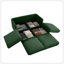 Élégant canapé en chenille vert à 2 places avec 2 sièges de rangement pour repose-pieds, dossier cylindrique et accoudoirs, causeuse moderne en tissu avec espace de rangement caché-118043813