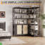Bibliothèque d'angle en L à 6 niveaux avec portes en rotin-745724944