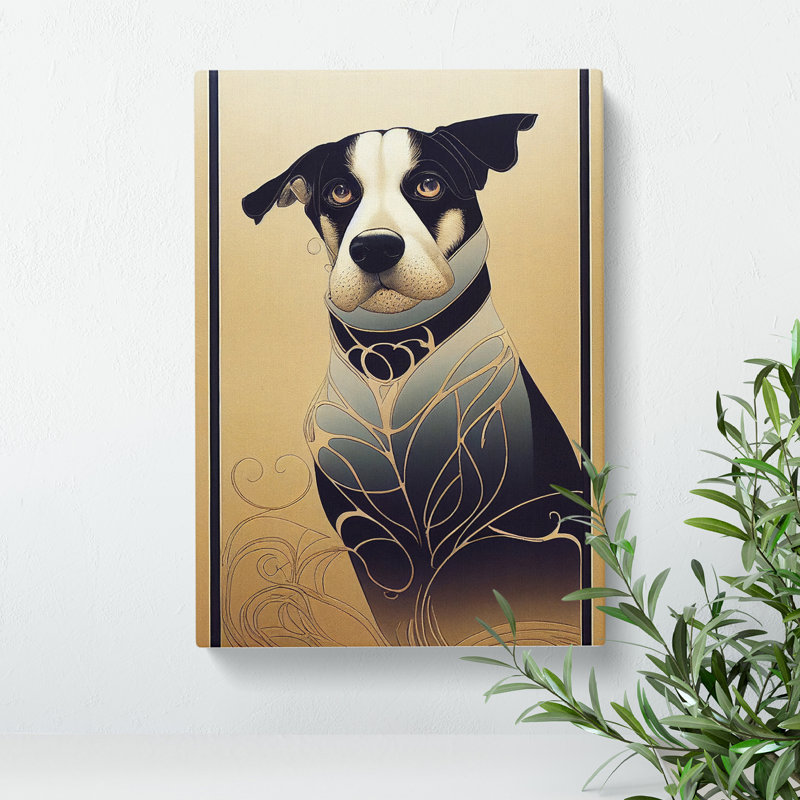 XC1022-1830X Dog Art Deco No.5 - Wrapped Canvas Print, 50cm H x 35cm W x 3cm D
