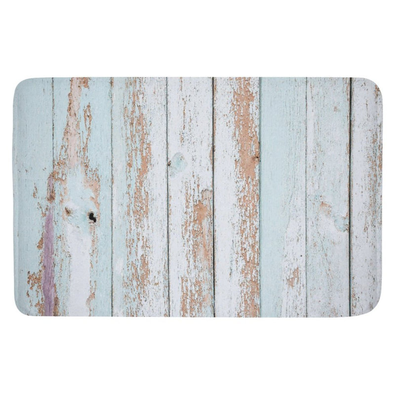 Vintage Weathered Wood Plank Bath Rug, 16 X 24