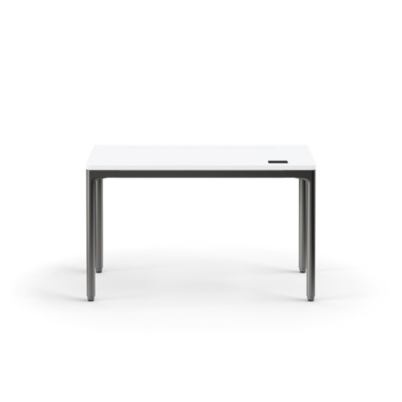 eFloat Quattro, 23 in. D x 58 in. W Sit-Stand Desk with Carbon Black Base, Carbon Black Painted Wood Top, and Black Salzburg Leather Cable Manager