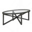 Table basse moderne simple en verre, table basse en verre trempé et base en bois massif