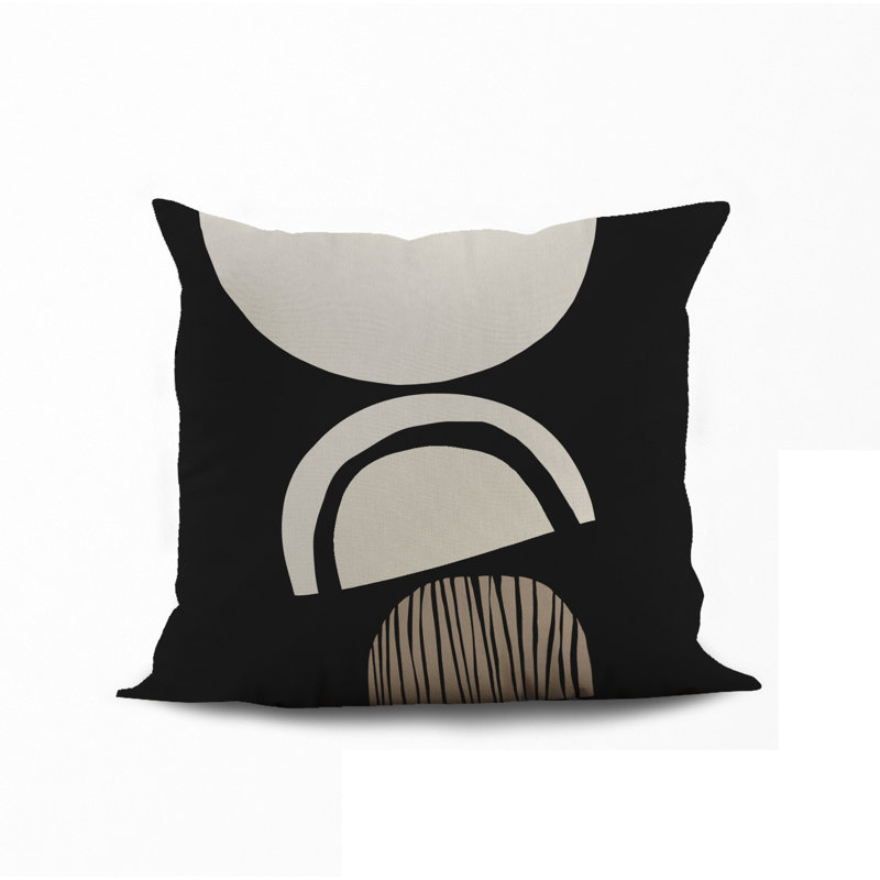 Jeté carré / extérieur en polyester Chamu, 18 po x 18 po, Noir / bleu marine