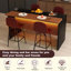 Ensemble de table de salle à manger moderne à éclairage DEL avec 4 tabourets de bar, finition en marbre noir et conception à hauteur de comptoir pour une utilisation polyvalente