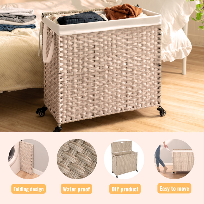 Panier à linge avec couvercle, Gris clair
