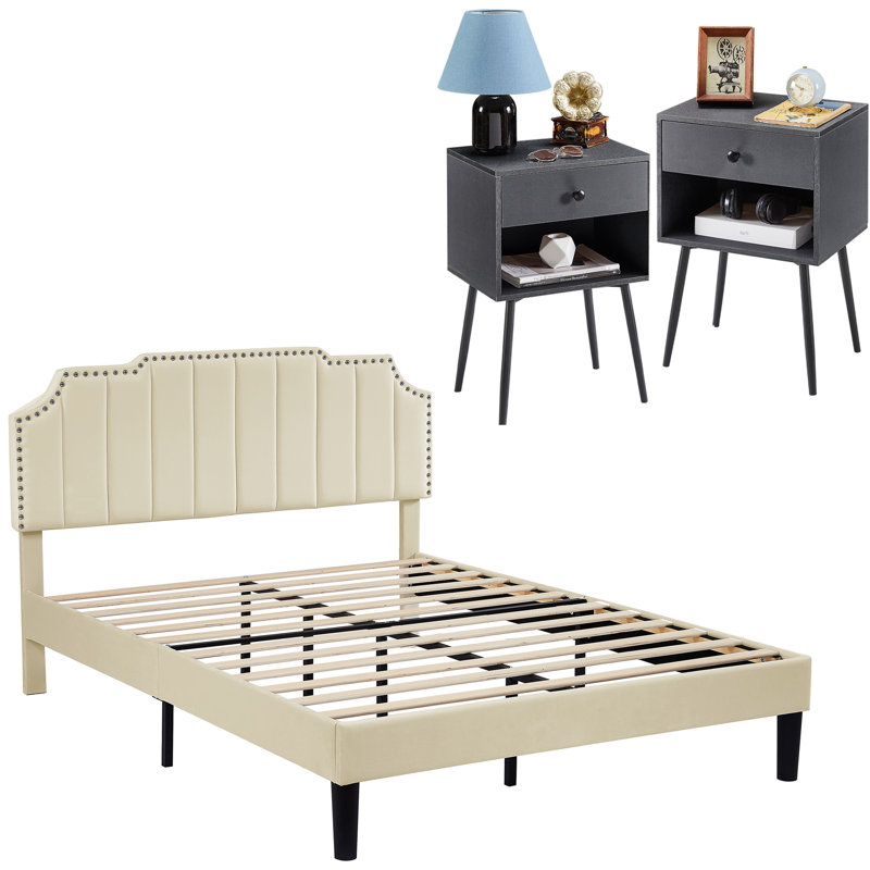 Arlindo Steel Piece Bedroom Set, Gray, Full / Double