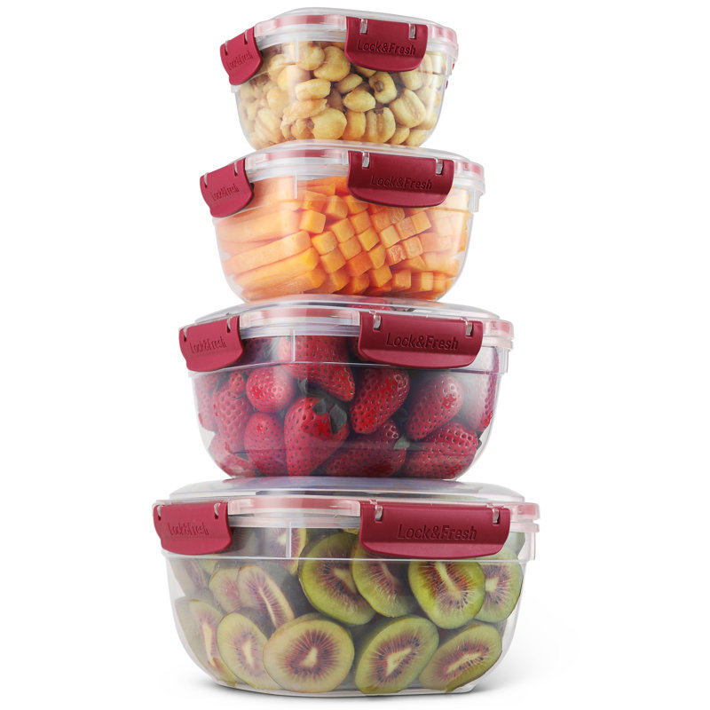 Ensemble de 8 contenants alimentaires Disheka, Rouge