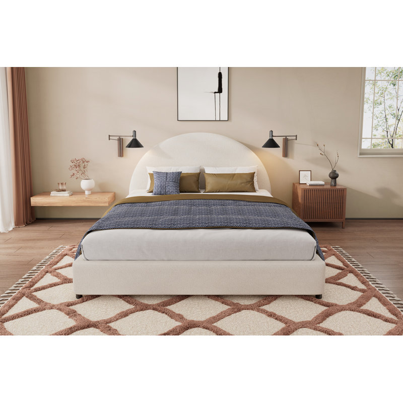 Upholstered Bed Frame With Round Headboard, Queen