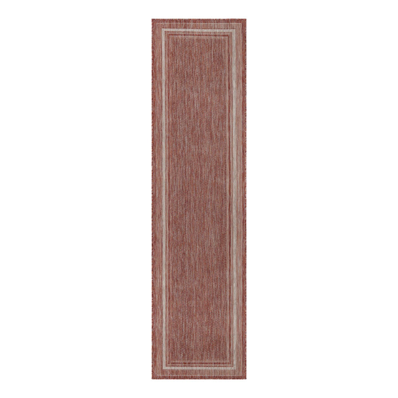 Tapis rouge rouille intérieur / extérieur Reyhan, Runner 2'7" x 10', Rouge