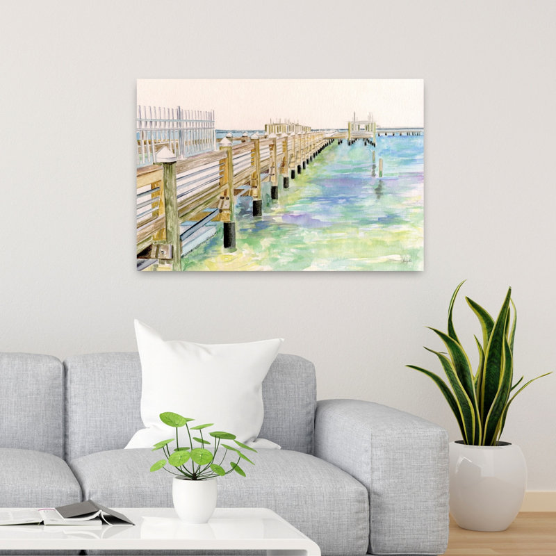 Jolie jetée, paysage côtier abstrait, H 36 po x l 24 po