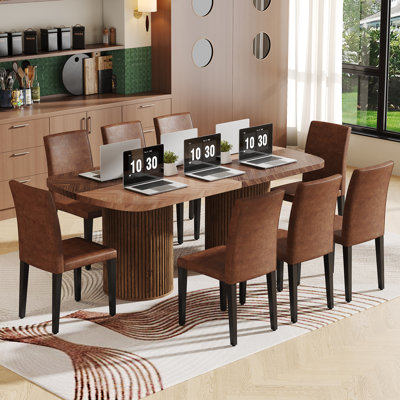 Grande table de salle à manger de style campagnard à double piédestal robuste