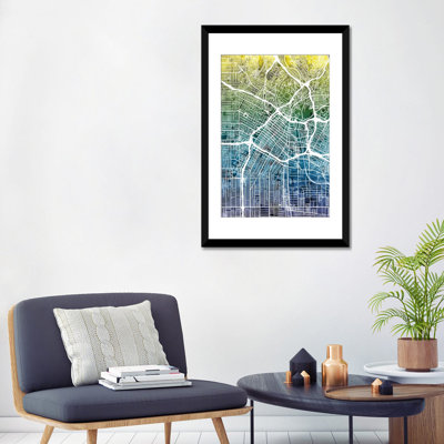 "Color Gradient Urban Street Map Series", Los Angeles, Californie, États-Unis, impression sur toile tendue