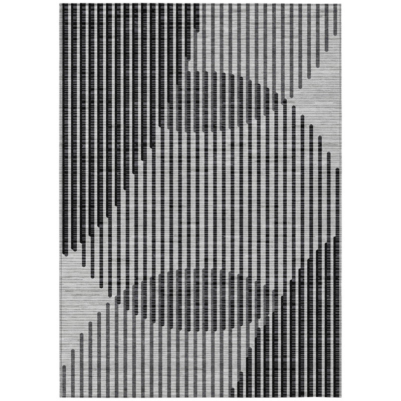 Elowen Gray Washable Indoor-Outdoor Rug - , 5' x 7'6"