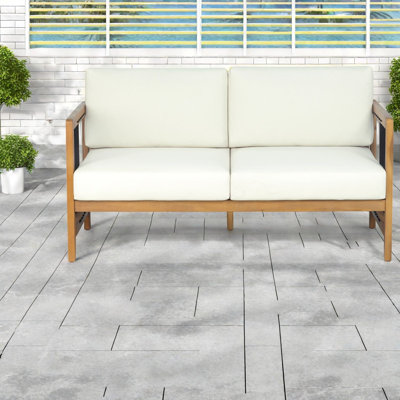 Causeuse de patio moderne en bois d'acacia avec coussins pour l'extérieur