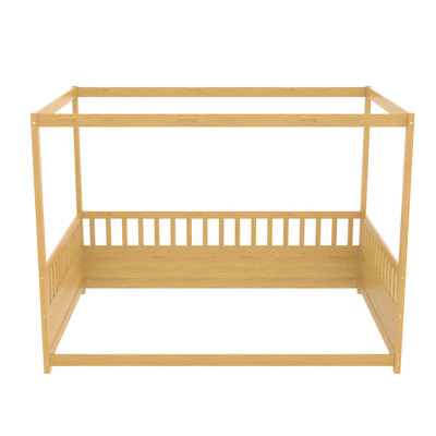 Lit à baldaquin double pour et - Construction en bois de pin de taille élégante avec rails élevés