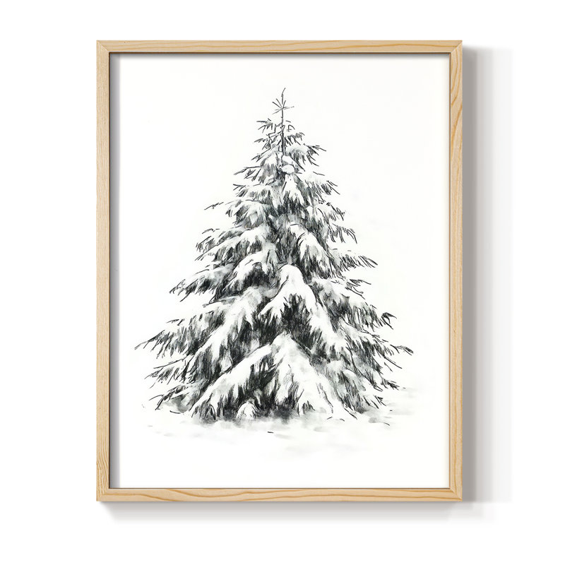 «Christmas Holiday Art LII», reproduction encadrée - bois massif, Natural, 21" H x 17" W