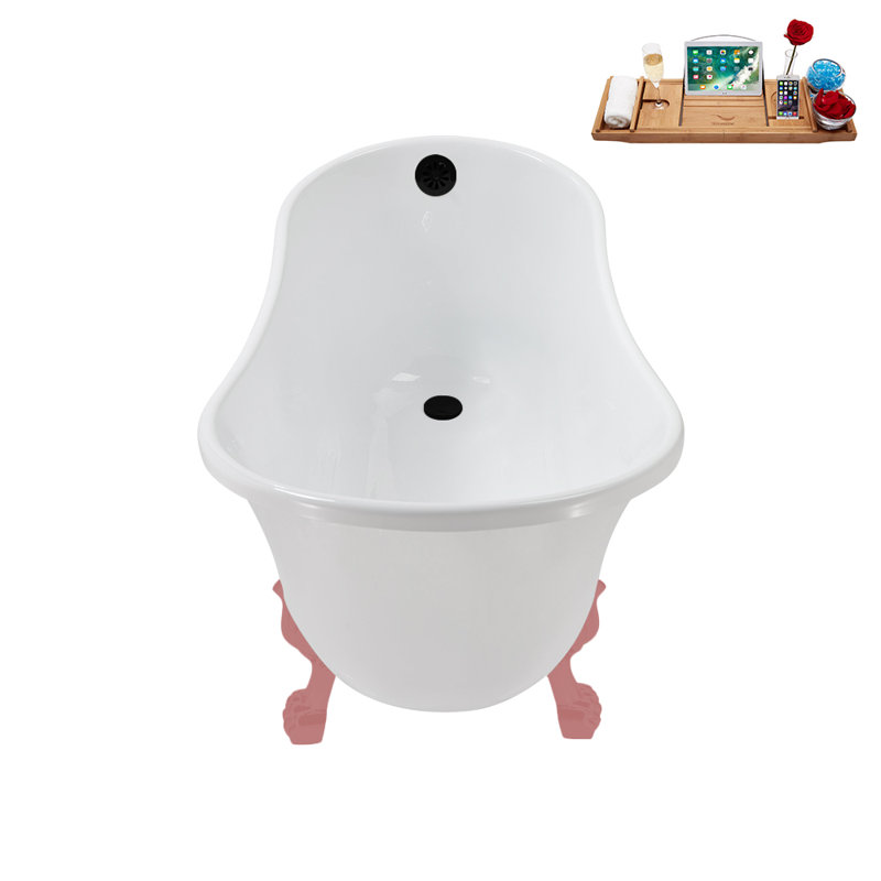 51.2'' x 25.6'' Soaking Acrylic Bathtub, Matte Black, Matte Pink