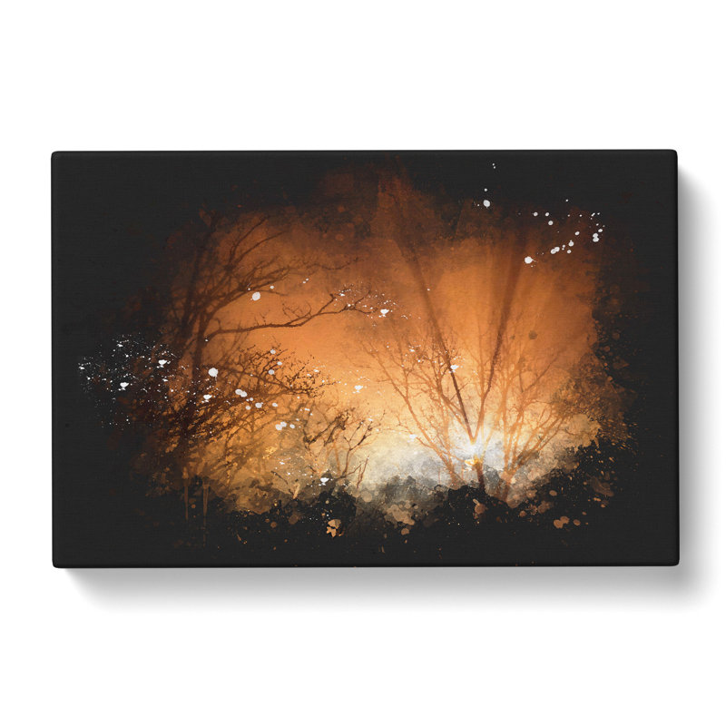 Sun Rays Through the Trees Paint Splash - Wrapped Canvas, 40cm H x 60cm W x 3cm D