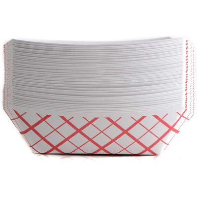 Plateau alimentaire Ecoqualité 1/2 lb en papier à carreaux rouges - pour les pique-niques, les carnavals, le camping, le barbecue et les fêtes (50)