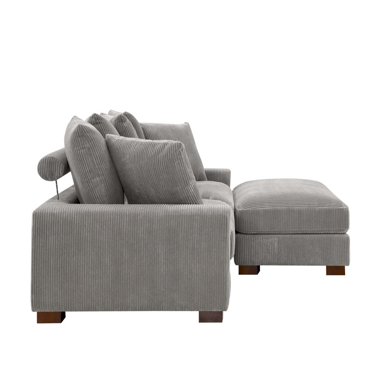 Canapé modulaire réversible de 89 po avec repose-pieds Arzelia, Beige,  34" H x 89" L x 39.5" D