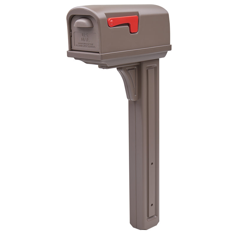 Classic Plastic Post Mounted Mailbox, Mocha