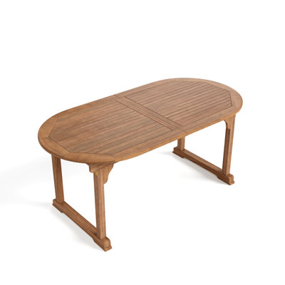 Extendable Oval Acacia Outdoor Dining Table by Winston Porter