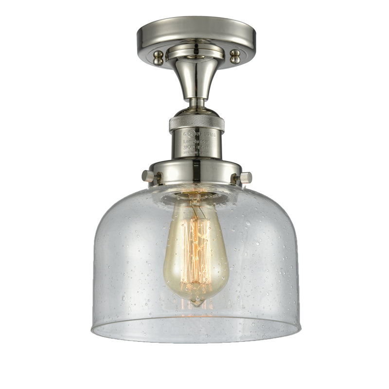 Adette Glass Semi Flush Mount, Polished Nickel