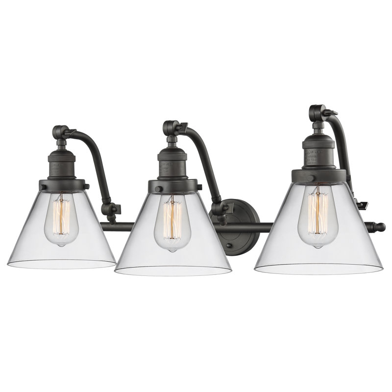 Plumlee 3 - Light Dimmable Vanity Light, Oil Rubbed Bronze, Clear, No Bulb Included