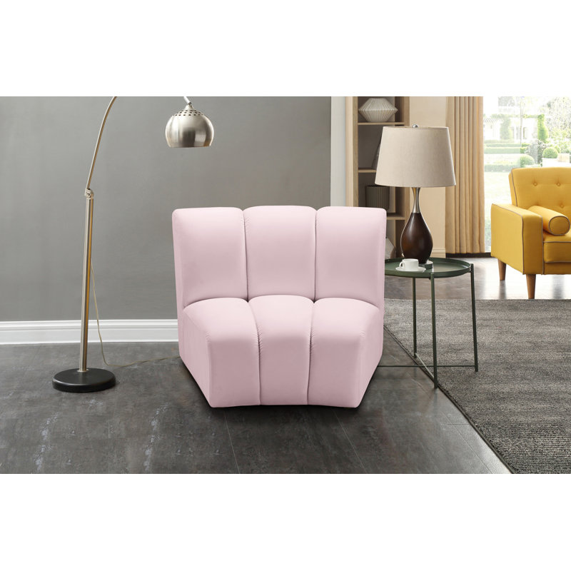 Dabir Velvet Slipper Chair, Pink Velvet
