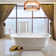 59" Streamline Freestanding Soaking Acrylic Bathtub With Drain and Bamboo Tray
