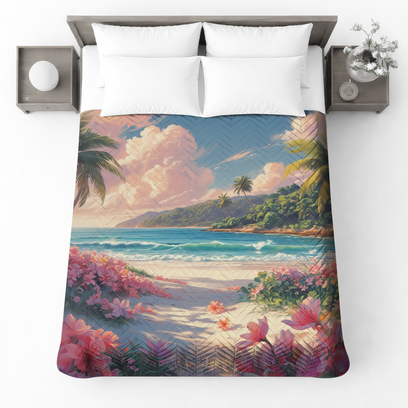 Couvre-lit matelassé Tropical Beach, Grand lit