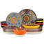 Service de table 24 pièces en céramique 24 pièces, service complet pour 6,6 motifs uniques, assiettes artistiques, bols et tasses, ensemble de divertissement