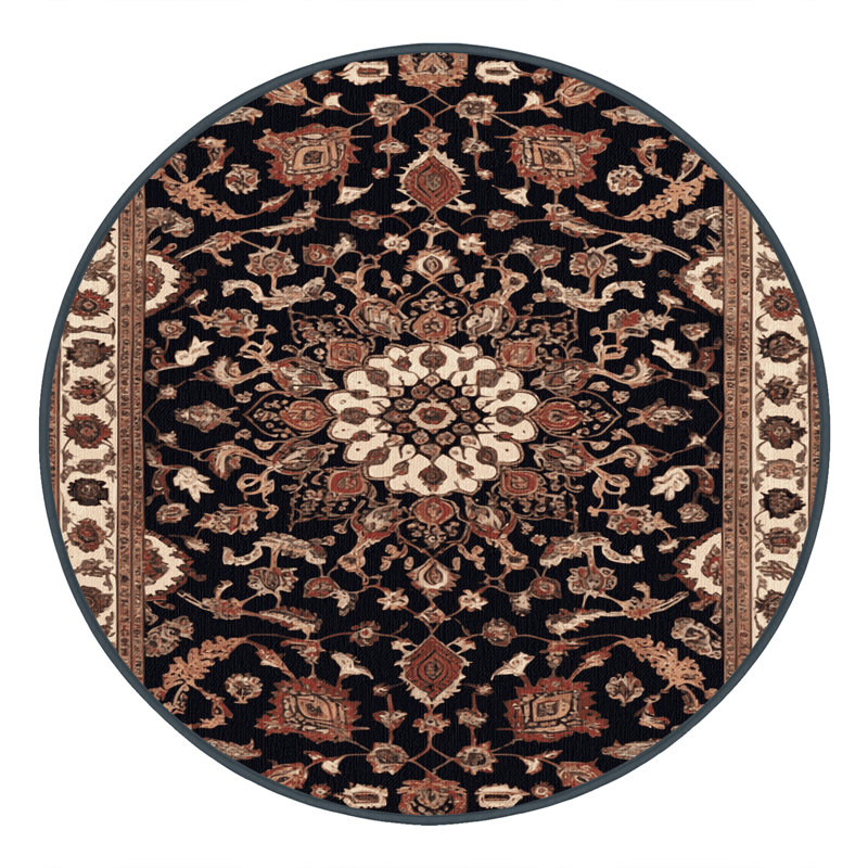 Tapis brun lavable à la machine, Rond 3 pi