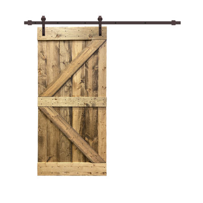 Porte de grange à panneaux en métal teinté avec finition bois