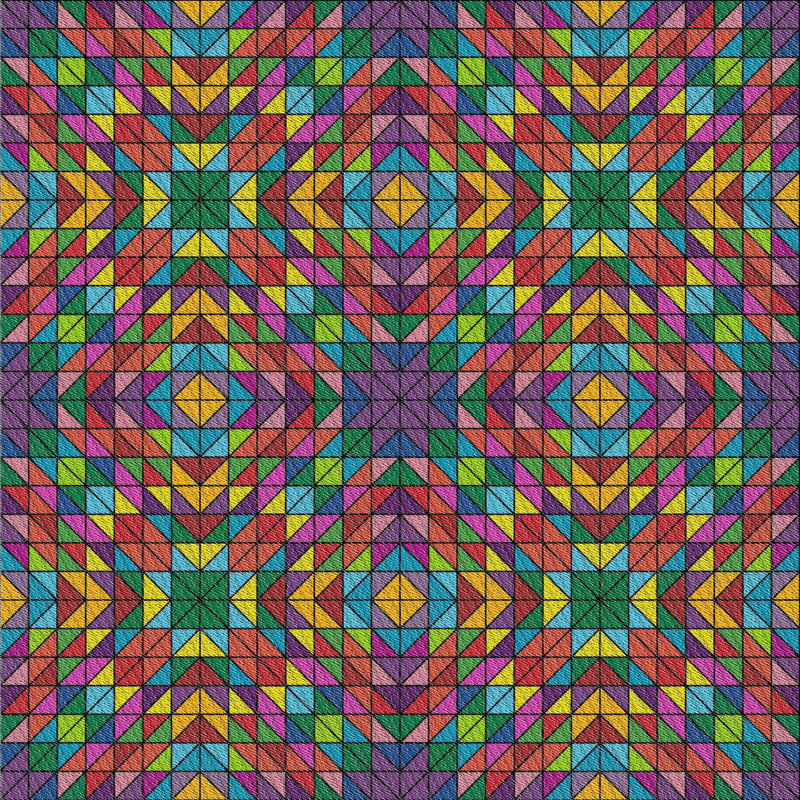 Tapis rouge/bleu/vert/rose à tissage électrique, Carré 6 pi