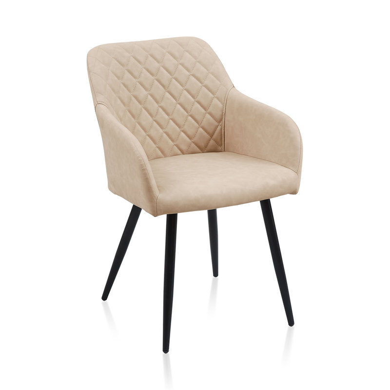 49cm H Upholstered Metal Armchair, Beige