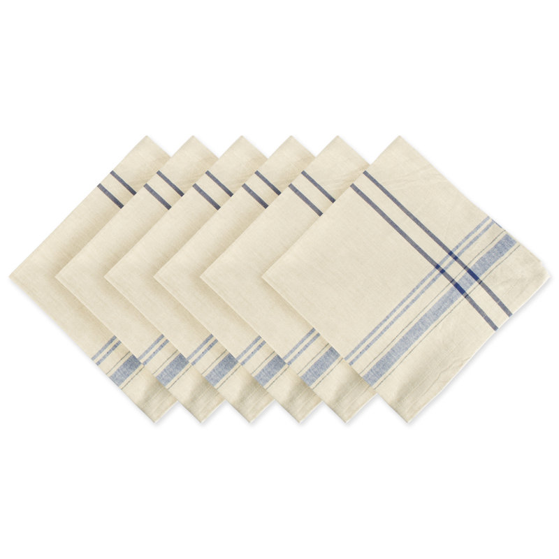 Shelton Cotton Blend Striped Square Napkin, Nautical Blue