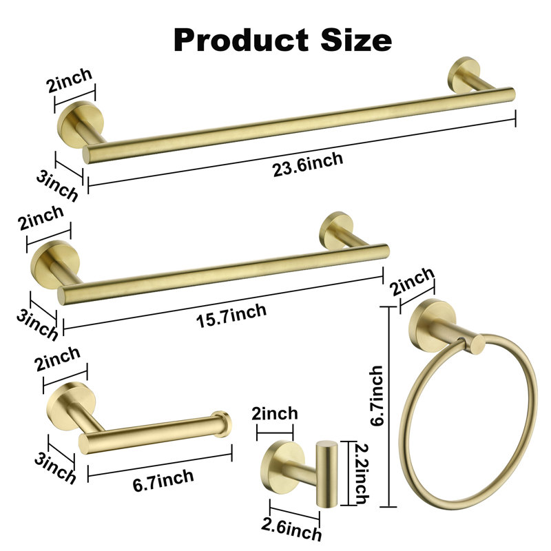 12 - Piece Bathroom Hardware Set, Brushed Gold
