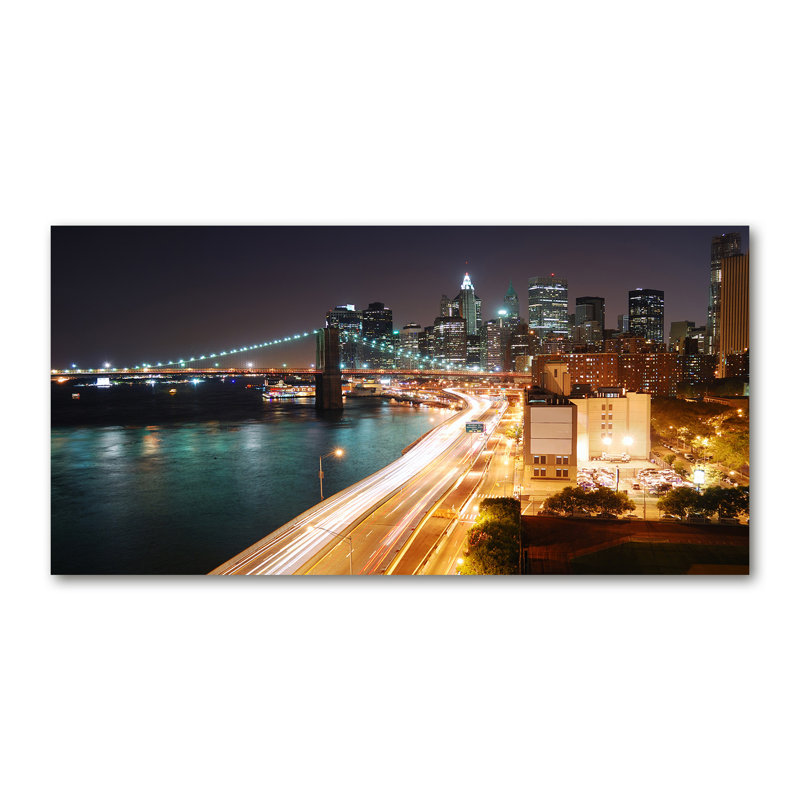 New York by Night 1 Piece Wrapped Canvas Wall Art