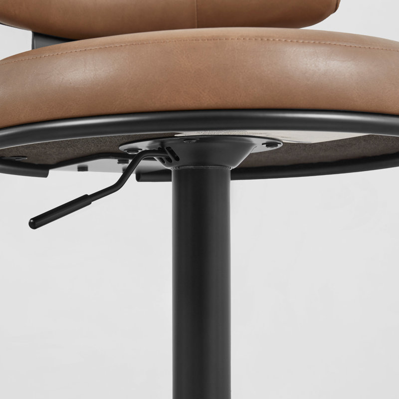 Tabouret pivotant à hauteur réglable, Brun selle, Noir élégant